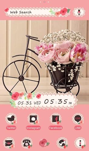 可愛い壁紙アイコン 花と自転車 無料 Home By Ateam アプリクエスト Android アプクエ